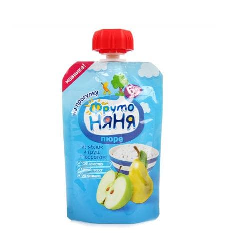 Çaga püresi "Фруто-Няня" Alma, Armyt + tworog  (6+) 90 gr