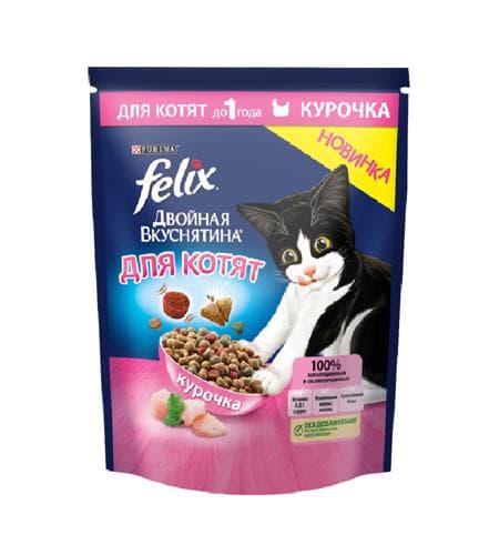 Kiçi pişikler üçin iým "Felix" Towukly goşa tagam 600 gr
